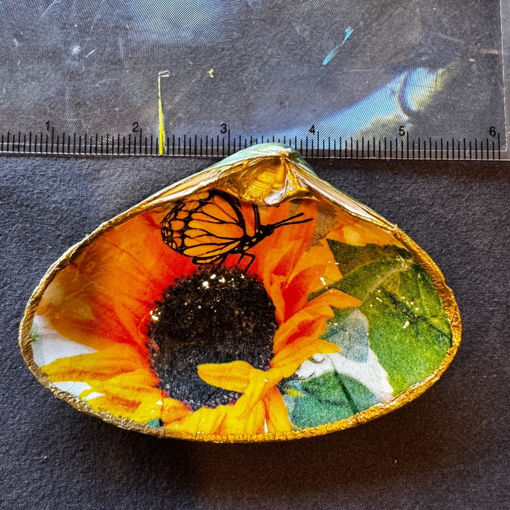 Handcrafted Sunflower and Butterfly Trinket Dish